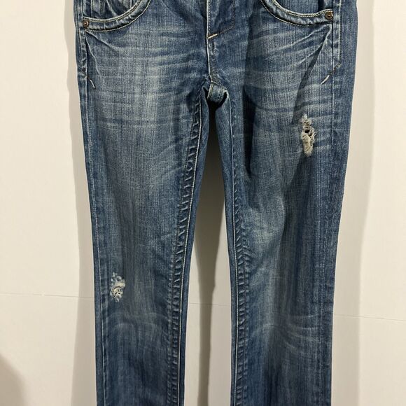 Vigoss Jeans Womens 26x27 Tomboy Boyfriend Distressed Medium Wash Embroidered - Picture 2 of 10